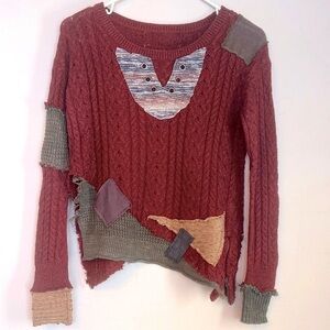 Upcycled zombie apocalypse tattered and patched sweater